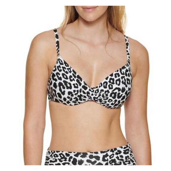 Calvin Klein LEOPARD Underwire Twist-Front Animal Print Bikini Top XS NWT - Picture 4 of 4